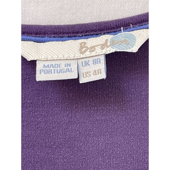 Boden Purple Floral Wrap Style Midi Dress Womens 4 R Stretch Party Boho Cottage - Picture 4 of 11